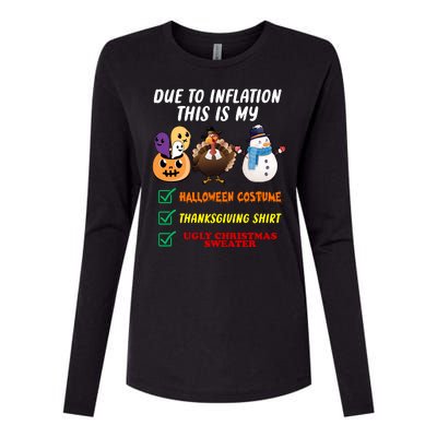 Due To Inflation This Is My Halloween Costume Thanksgiving Christmas Womens Cotton Relaxed Long Sleeve T-Shirt