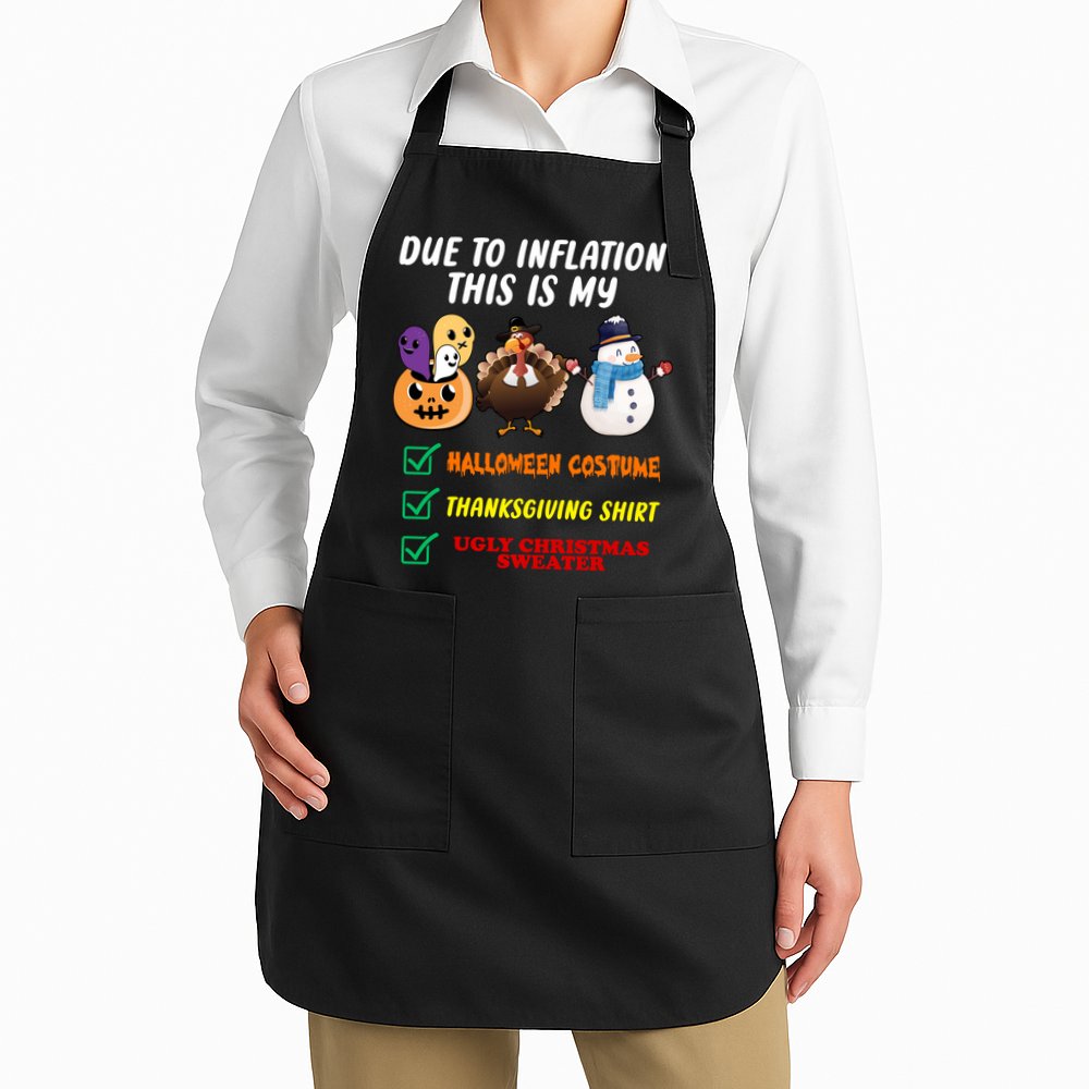 Due To Inflation This Is My Halloween Costume Thanksgiving Christmas Apron
