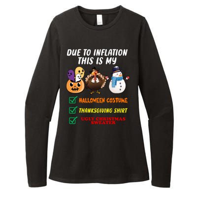 Due To Inflation This Is My Halloween Costume Thanksgiving Christmas Womens CVC Long Sleeve Shirt