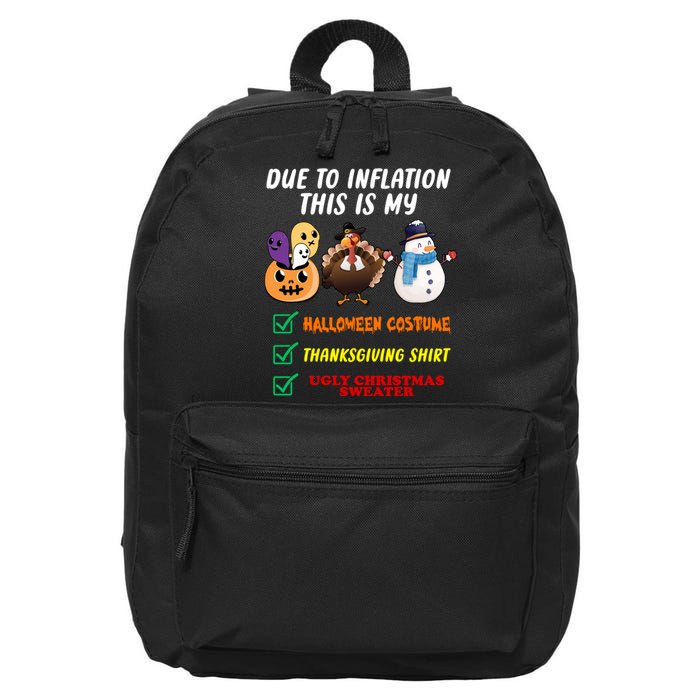 Due To Inflation This Is My Halloween Costume Thanksgiving Christmas 16 in Basic Backpack