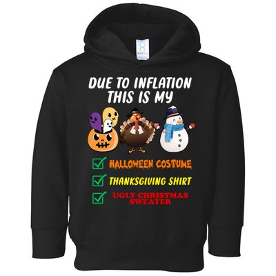 Due To Inflation This Is My Halloween Costume Thanksgiving Christmas Toddler Hoodie