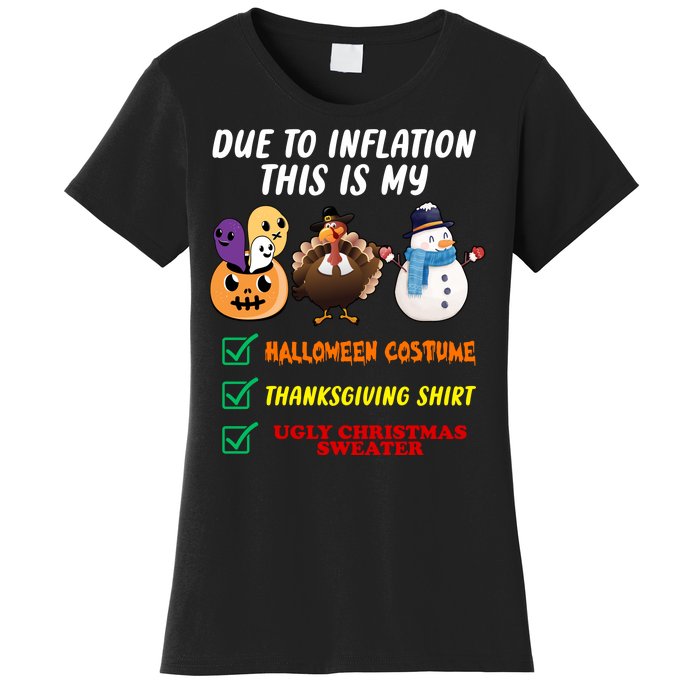 Due To Inflation This Is My Halloween Costume Thanksgiving Christmas Women's T-Shirt