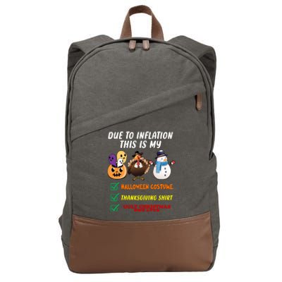 Due To Inflation This Is My Halloween Costume Thanksgiving Christmas Cotton Canvas Backpack