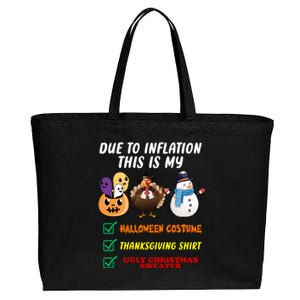 Due To Inflation This Is My Halloween Costume Thanksgiving Christmas Cotton Canvas Jumbo Tote