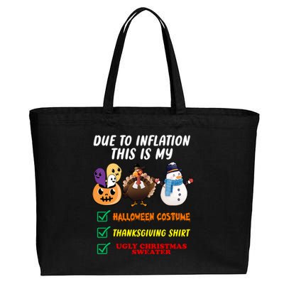 Due To Inflation This Is My Halloween Costume Thanksgiving Christmas Cotton Canvas Jumbo Tote