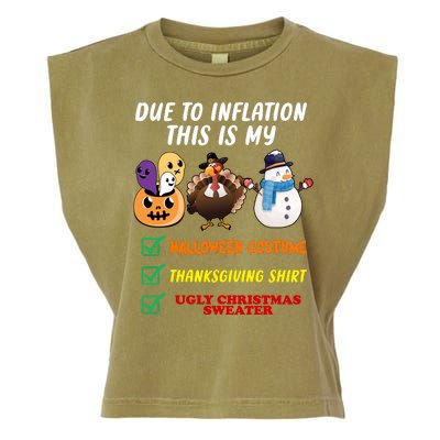 Due To Inflation This Is My Halloween Costume Thanksgiving Christmas Garment-Dyed Women's Muscle Tee