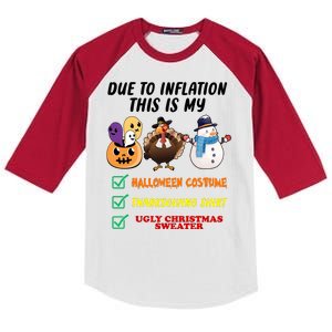 Due To Inflation This Is My Halloween Costume Thanksgiving Christmas Kids Colorblock Raglan Jersey