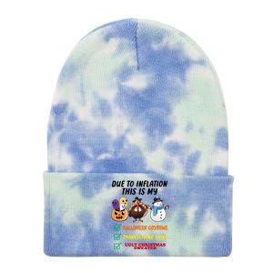 Due To Inflation This Is My Halloween Costume Thanksgiving Christmas Tie Dye 12in Knit Beanie