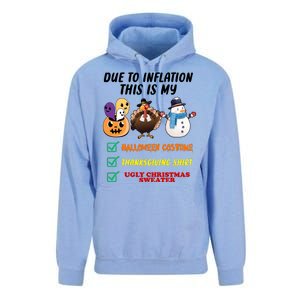 Due To Inflation This Is My Halloween Costume Thanksgiving Christmas Unisex Surf Hoodie