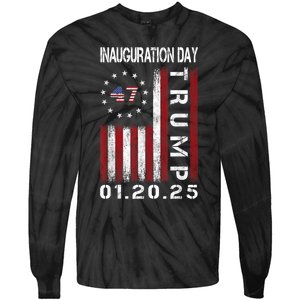 Donald Trump Inauguration Day 2025 47th President Usa Flag Tie-Dye Long Sleeve Shirt