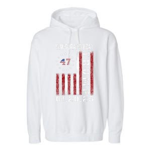 Donald Trump Inauguration Day 2025 47th President Usa Flag Garment-Dyed Fleece Hoodie