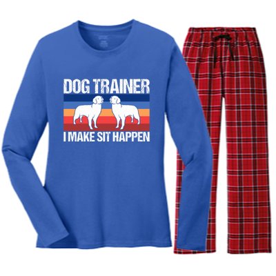 Dog Trainer I Make Sit Happen Dog Training Dog Trainers Gift Women's Long Sleeve Flannel Pajama Set 