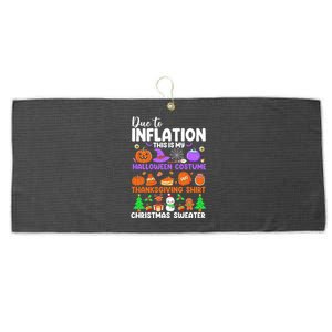 Due To Inflation This Is My Funny Halloween Costume Large Microfiber Waffle Golf Towel