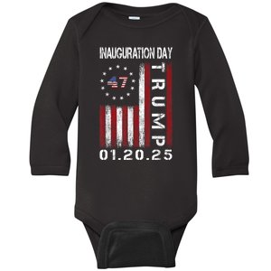 Donald Trump Inauguration Day 2025 47th President Usa Flag Baby Long Sleeve Bodysuit