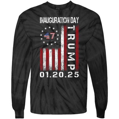 Donald Trump Inauguration Day 2025 47th President Usa Flag Tie-Dye Long Sleeve Shirt