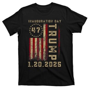 Donald Trump Inauguration Day 2025 47th President 47 Us Flag T-Shirt