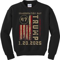 Donald Trump Inauguration Day 2025 47th President 47 Us Flag Kids Sweatshirt