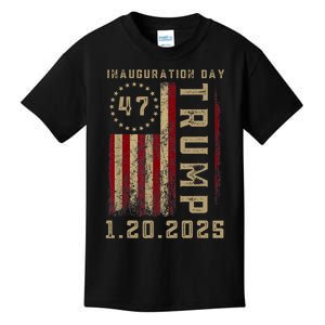 Donald Trump Inauguration Day 2025 47th President 47 Us Flag Kids T-Shirt