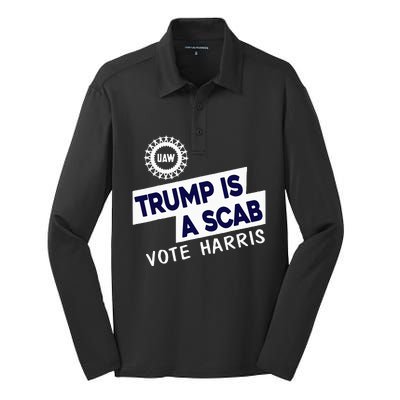 Donald Trump Is A Scab Vote Harris Silk Touch Performance Long Sleeve Polo