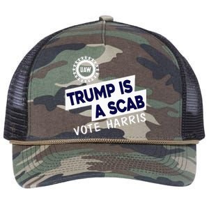 Donald Trump Is A Scab Vote Harris Retro Rope Trucker Hat Cap