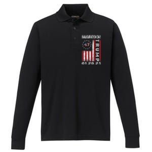 Donald Trump Inauguration Day 2025 47th President Usa Flag Performance Long Sleeve Polo