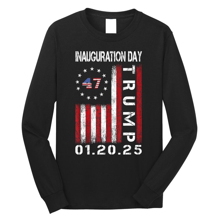 Donald Trump Inauguration Day 2025 47th President Usa Flag Long Sleeve Shirt