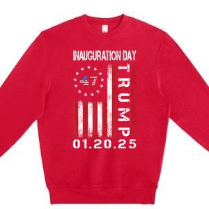 Donald Trump Inauguration Day 2025 47th President Usa Flag Premium Crewneck Sweatshirt