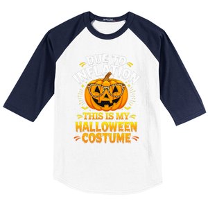 Due To Inflation This Is My Halloween Custome Pumpkin Funny Baseball Sleeve Shirt