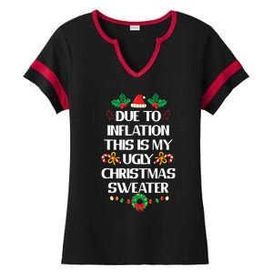 Due To Inflation Ugly Christmas Sweater Funny Xmas Ladies Halftime Notch Neck Tee