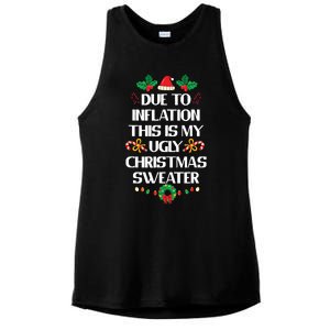 Due To Inflation Ugly Christmas Sweater Funny Xmas Ladies PosiCharge Tri-Blend Wicking Tank