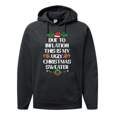 Due To Inflation Ugly Christmas Sweater Funny Xmas Performance Fleece Hoodie