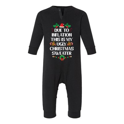 Due To Inflation Ugly Christmas Sweater Funny Xmas Infant Fleece One Piece