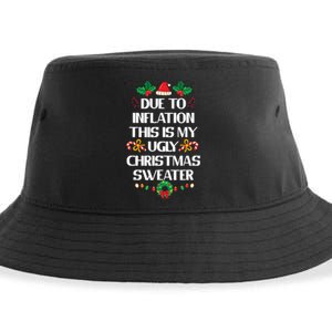 Due To Inflation Ugly Christmas Sweater Funny Xmas Sustainable Bucket Hat