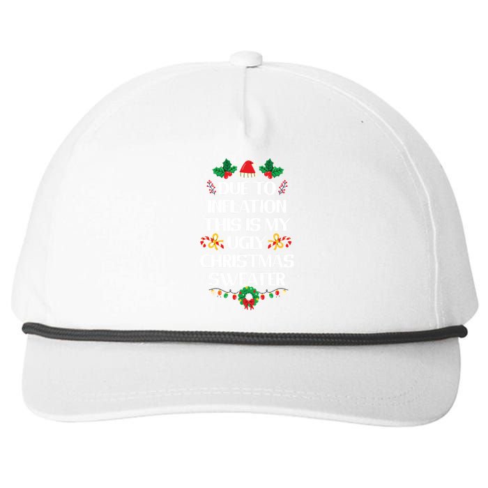 Due To Inflation Ugly Christmas Sweater Funny Xmas Snapback Five-Panel Rope Hat