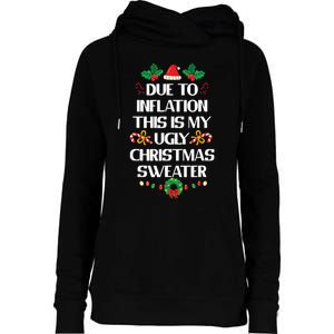 Due To Inflation Ugly Christmas Sweater Funny Xmas Womens Funnel Neck Pullover Hood