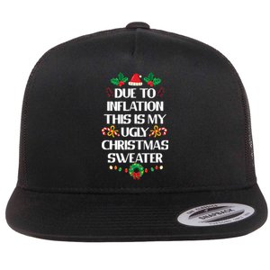 Due To Inflation Ugly Christmas Sweater Funny Xmas Flat Bill Trucker Hat