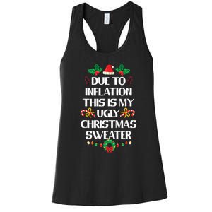 Due To Inflation Ugly Christmas Sweater Funny Xmas Women's Racerback Tank