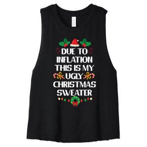 Due To Inflation Ugly Christmas Sweater Funny Xmas Women's Racerback Cropped Tank