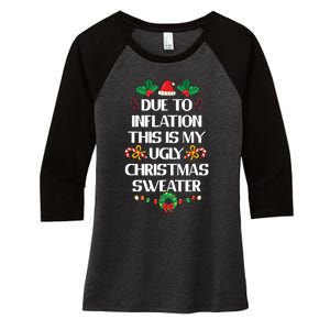 Due To Inflation Ugly Christmas Sweater Funny Xmas Women's Tri-Blend 3/4-Sleeve Raglan Shirt