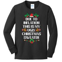 Due To Inflation Ugly Christmas Sweater Funny Xmas Kids Long Sleeve Shirt