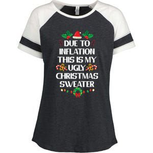 Due To Inflation Ugly Christmas Sweater Funny Xmas Enza Ladies Jersey Colorblock Tee