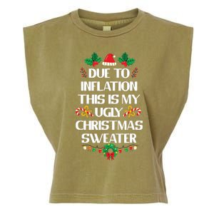 Due To Inflation Ugly Christmas Sweater Funny Xmas Garment-Dyed Women's Muscle Tee