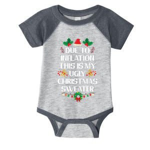 Due To Inflation Ugly Christmas Sweater Funny Xmas Infant Baby Jersey Bodysuit