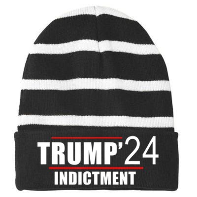 Donald TRUMP Indictment 2024 Striped Beanie with Solid Band