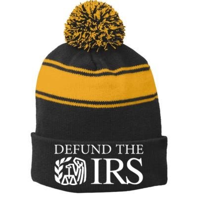 Defund The IRS Stripe Pom Pom Beanie