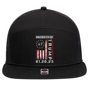 Donald Trump Inauguration Day 2025 47th President Usa Flag Gift 7 Panel Mesh Trucker Snapback Hat