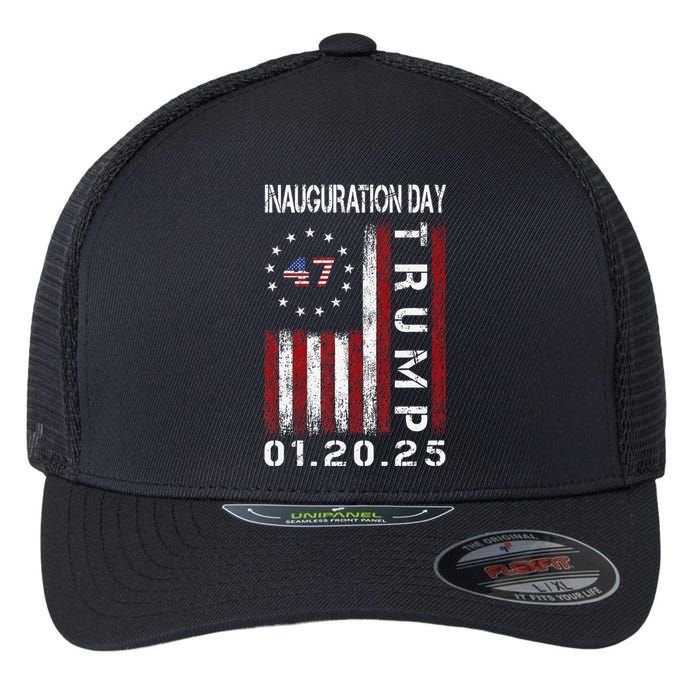 Donald Trump Inauguration Day 2025 47th President Usa Flag Gift Flexfit Unipanel Trucker Cap