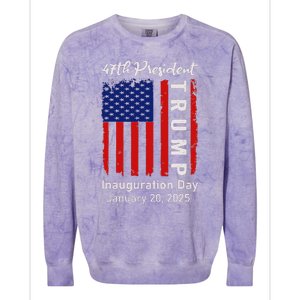 Donald Trump Inauguration Day 2025 47th President 47 Us Flag Colorblast Crewneck Sweatshirt