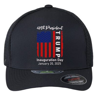 Donald Trump Inauguration Day 2025 47th President 47 Us Flag Flexfit Unipanel Trucker Cap