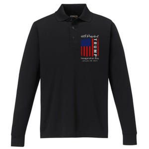 Donald Trump Inauguration Day 2025 47th President 47 Us Flag Performance Long Sleeve Polo